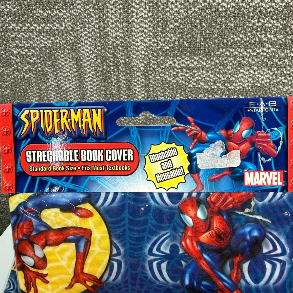 Marvel Spider-Man Stretchable Book‎ Cover Blue Vintage 2005 Deadstock 2pk Bundle
